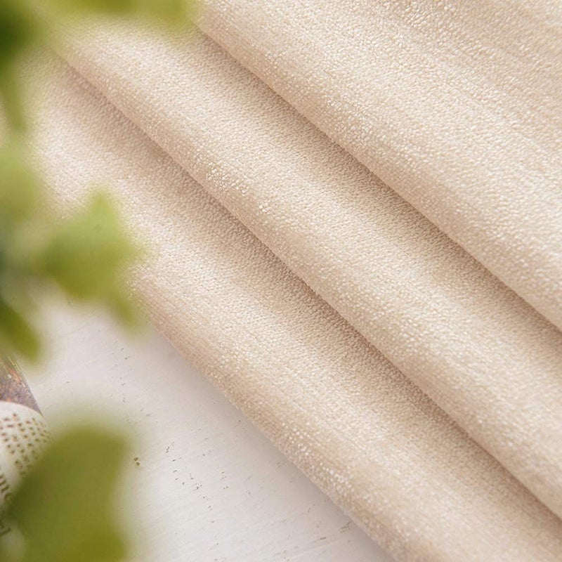 ELKCA Beige Chenille Window Curtains Valance for Living Room Waterfall Valance for Bedroom,Rod Pocket (W39 Inch, 1 Panel) - Image 4